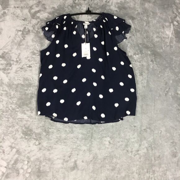A New Day Womens Small Blue Polka Dot Short Sleeve Rayon Jersey Top NWT - Picture 10 of 15